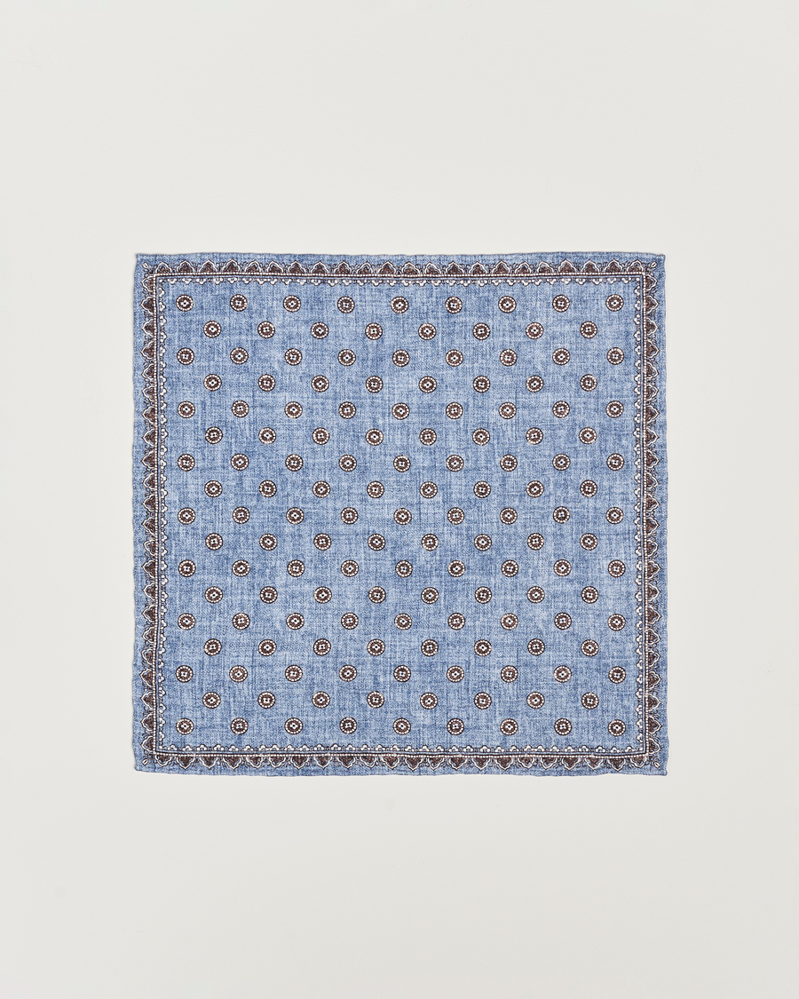 Herre | Brunello Cucinelli Printed Silk Pocket Square Light Blue | Brunello Cucinelli | Printed Silk Pocket Square Light Blue