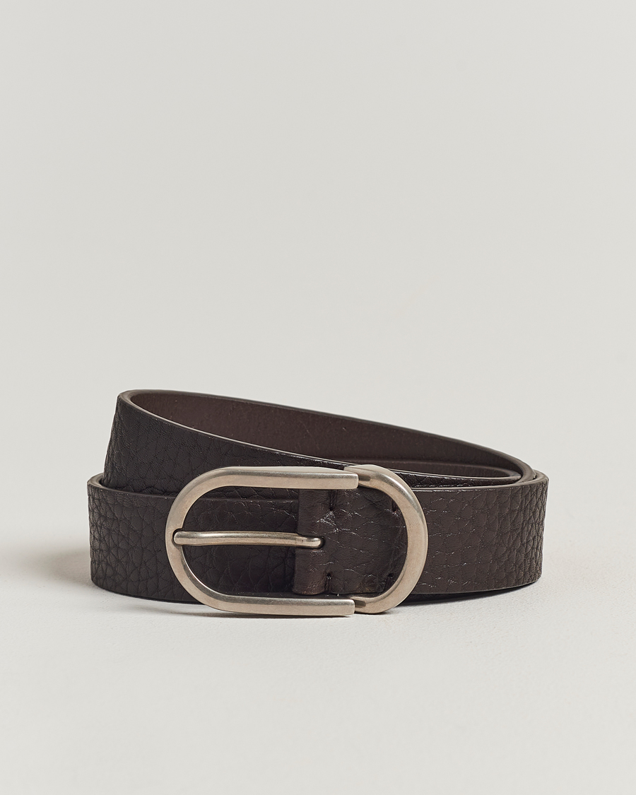 Herre | Brunello Cucinelli Grain Leather Belt Dark Brown | Brunello Cucinelli | Grain Leather Belt Dark Brown