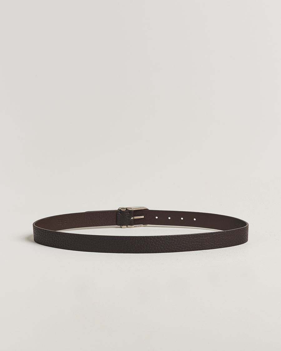 Herre | Brunello Cucinelli Grain Leather Belt Dark Brown | Brunello Cucinelli | Grain Leather Belt Dark Brown