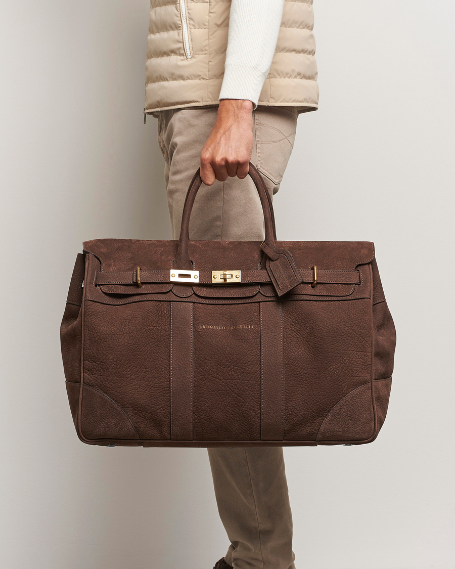 Herre | Brunello Cucinelli Grain Leather Holdall Dark Brown | Brunello Cucinelli | Grain Leather Holdall Dark Brown