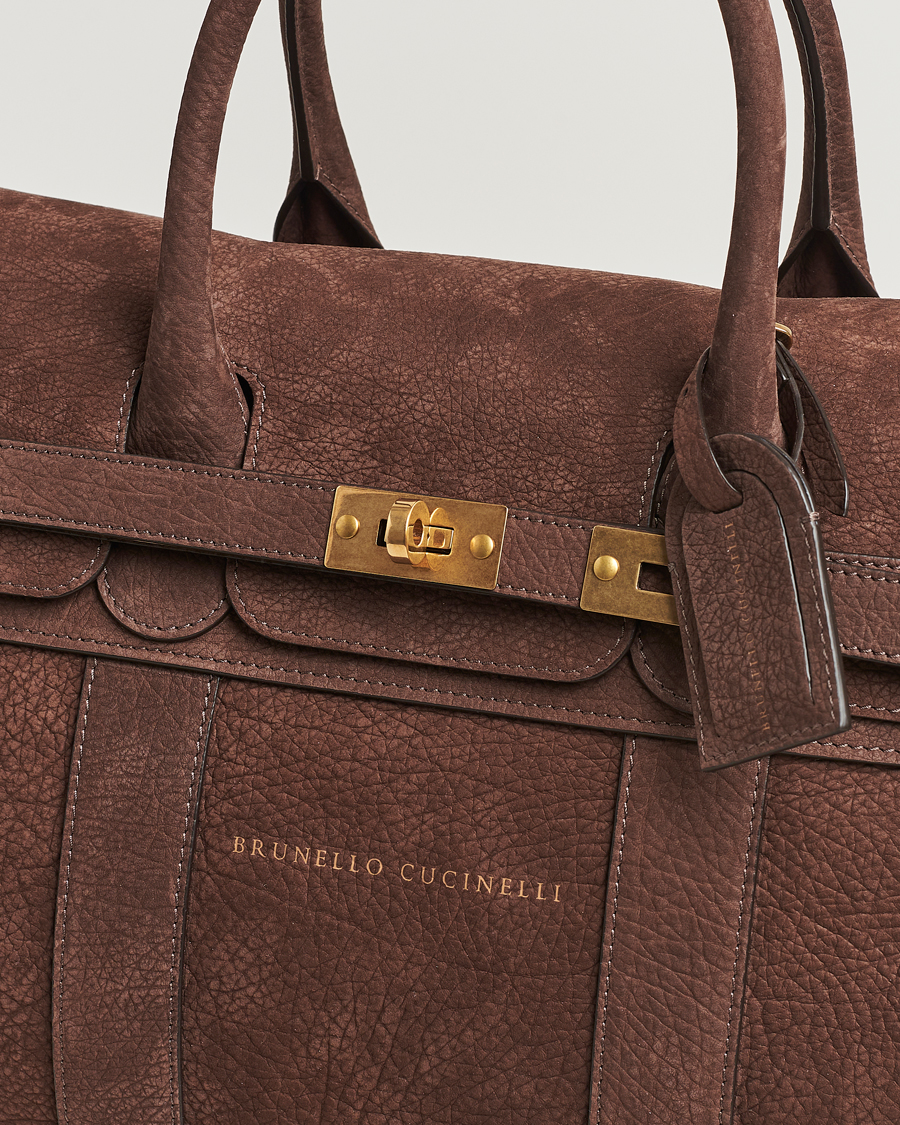 Herre | Brunello Cucinelli Grain Leather Holdall Dark Brown | Brunello Cucinelli | Grain Leather Holdall Dark Brown