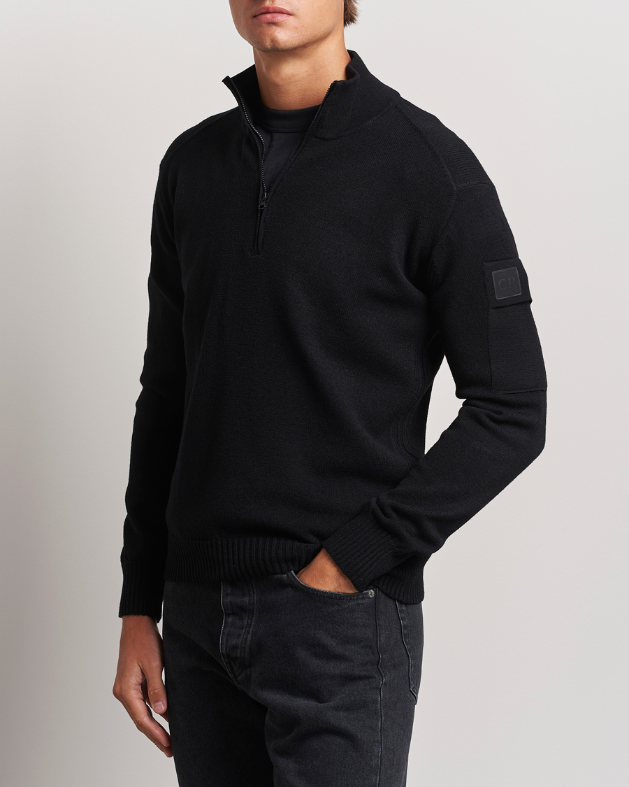 Herre | Trøjer | C.P. Company | Metropolis Knitted Wool Half Zip Black