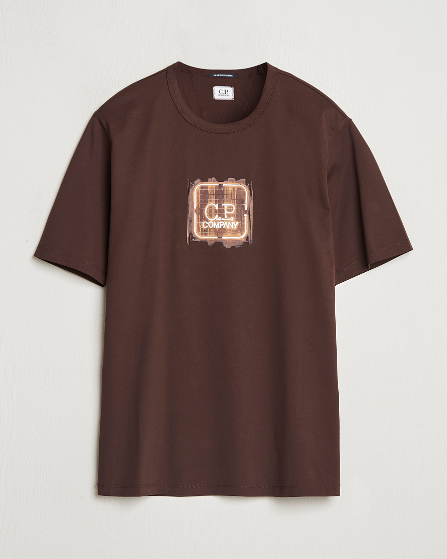 Herre | T-Shirts | C.P. Company | Metropolis Mercerized Chest Logo T-Shirts Brown