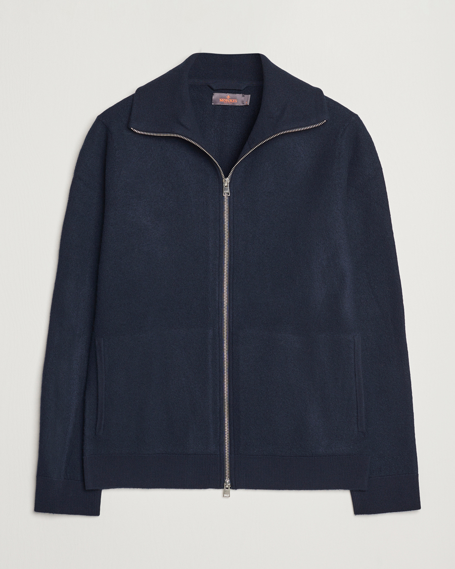 Herre | Trøjer | Morris | York Knitted Zip Jacket Navy