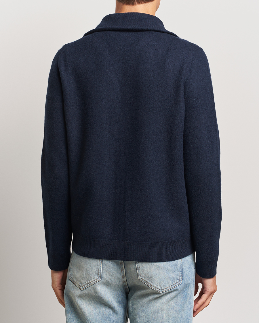 Herre | Trøjer | Morris | York Knitted Zip Jacket Navy