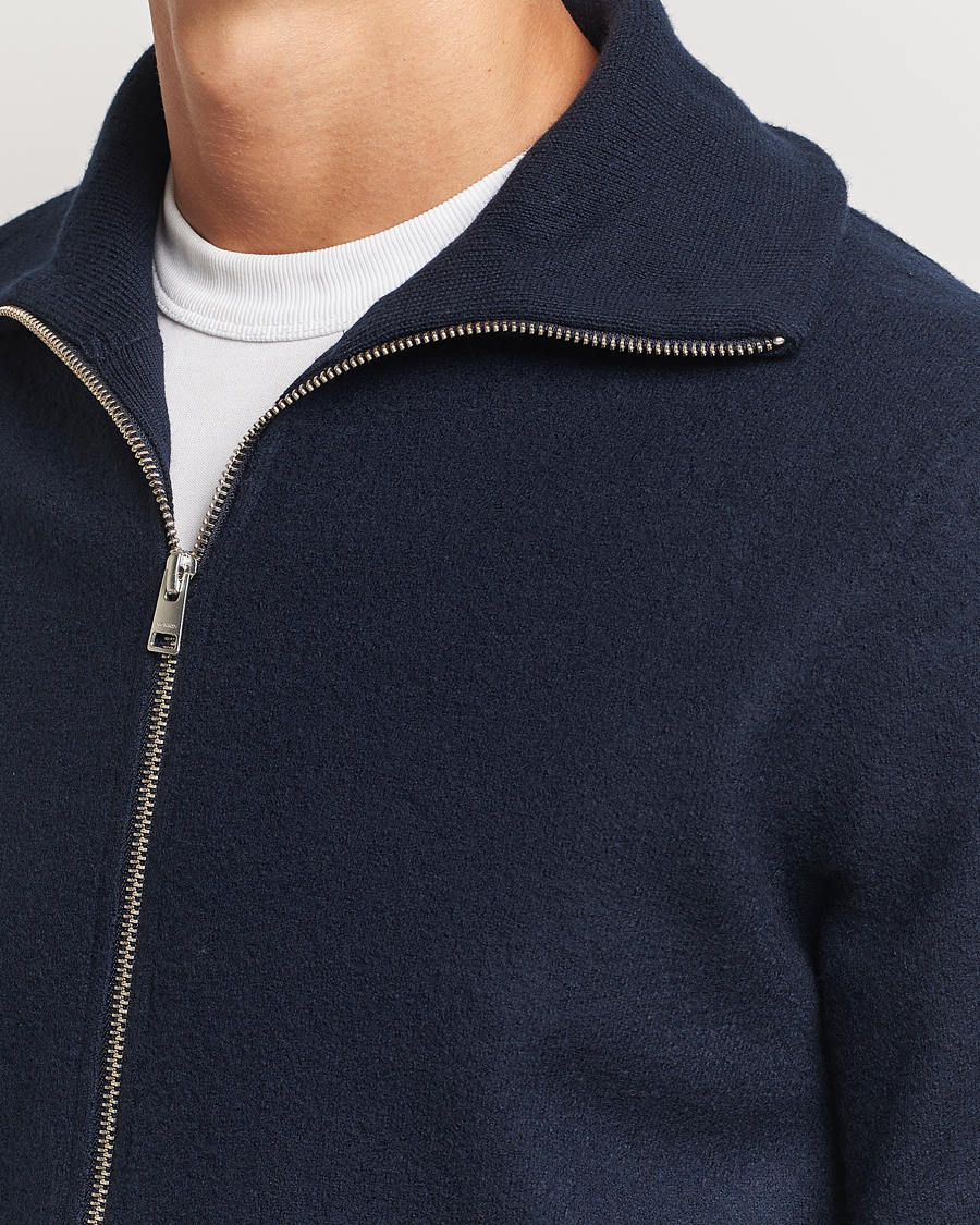 Herre | Trøjer | Morris | York Knitted Zip Jacket Navy