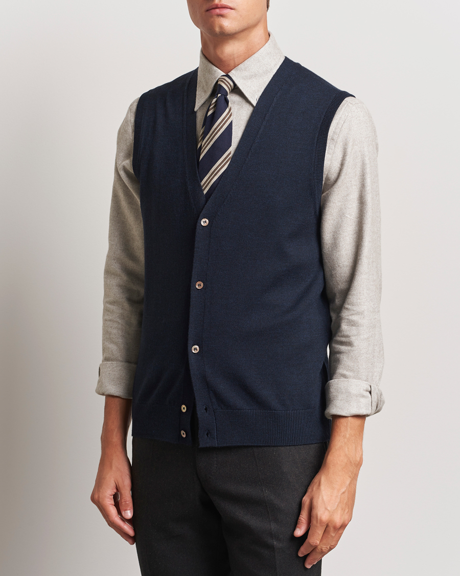 Herre | Trøjer | Morris | Merino Slipover Vest Navy