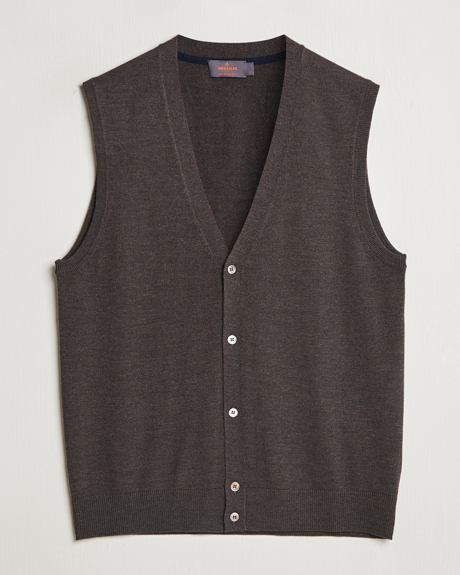 Herre | Trøjer | Morris | Merino Slipover Vest Brown