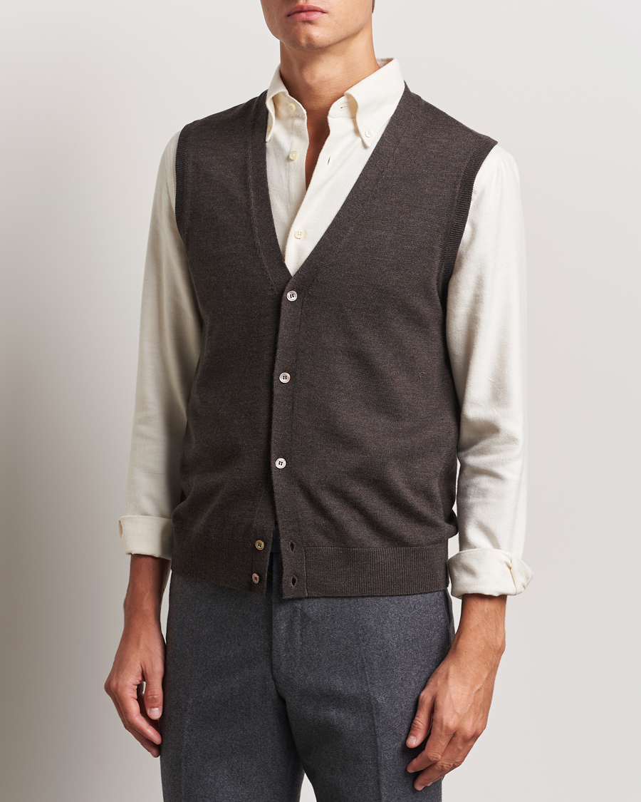 Herre | Trøjer | Morris | Merino Slipover Vest Brown