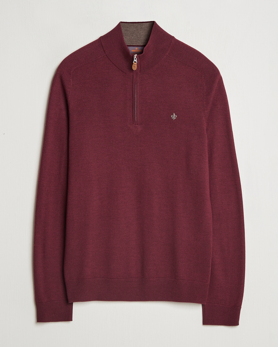 Herre | Trøjer | Morris | John Merino Half Zip Wine Red
