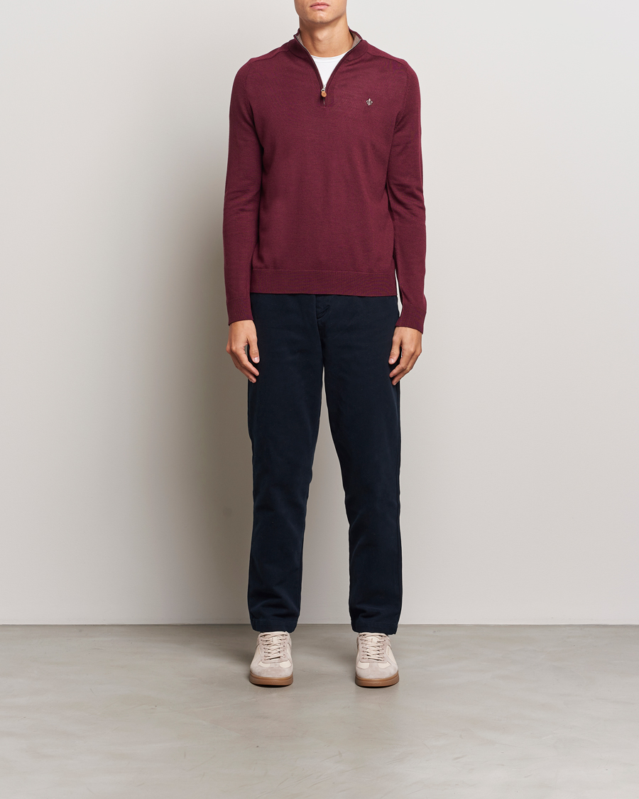 Herre | Trøjer | Morris | John Merino Half Zip Wine Red