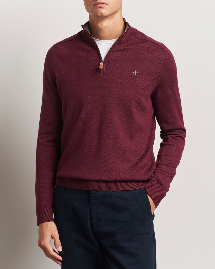 Herre | Trøjer | Morris | John Merino Half Zip Wine Red