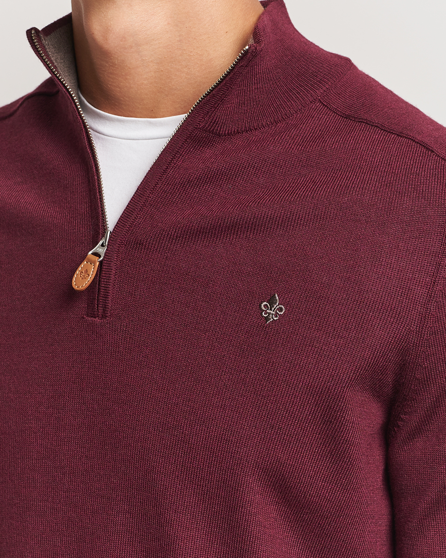 Herre | Trøjer | Morris | John Merino Half Zip Wine Red