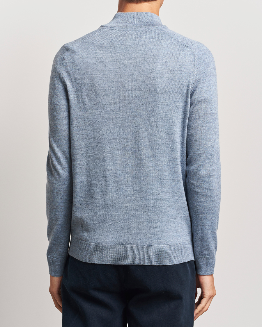 Herre | Trøjer | Morris | John Merino Half Zip Light Blue