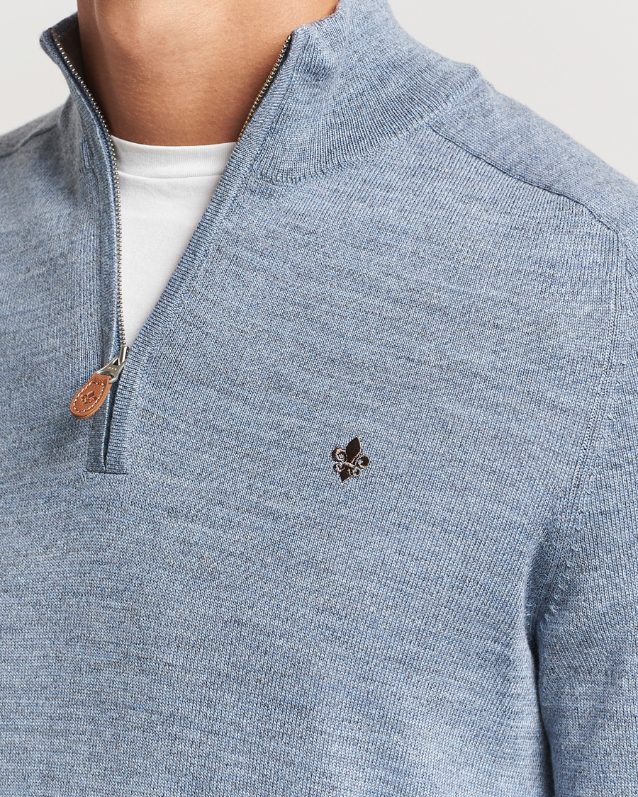 Herre | Trøjer | Morris | John Merino Half Zip Light Blue