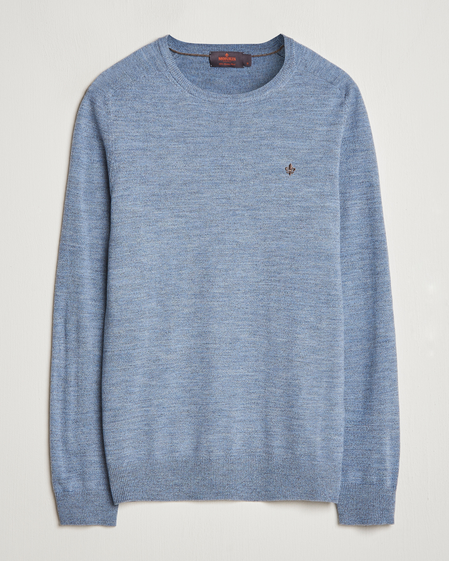 Herre | Trøjer | Morris | Merino O-neck Light Blue