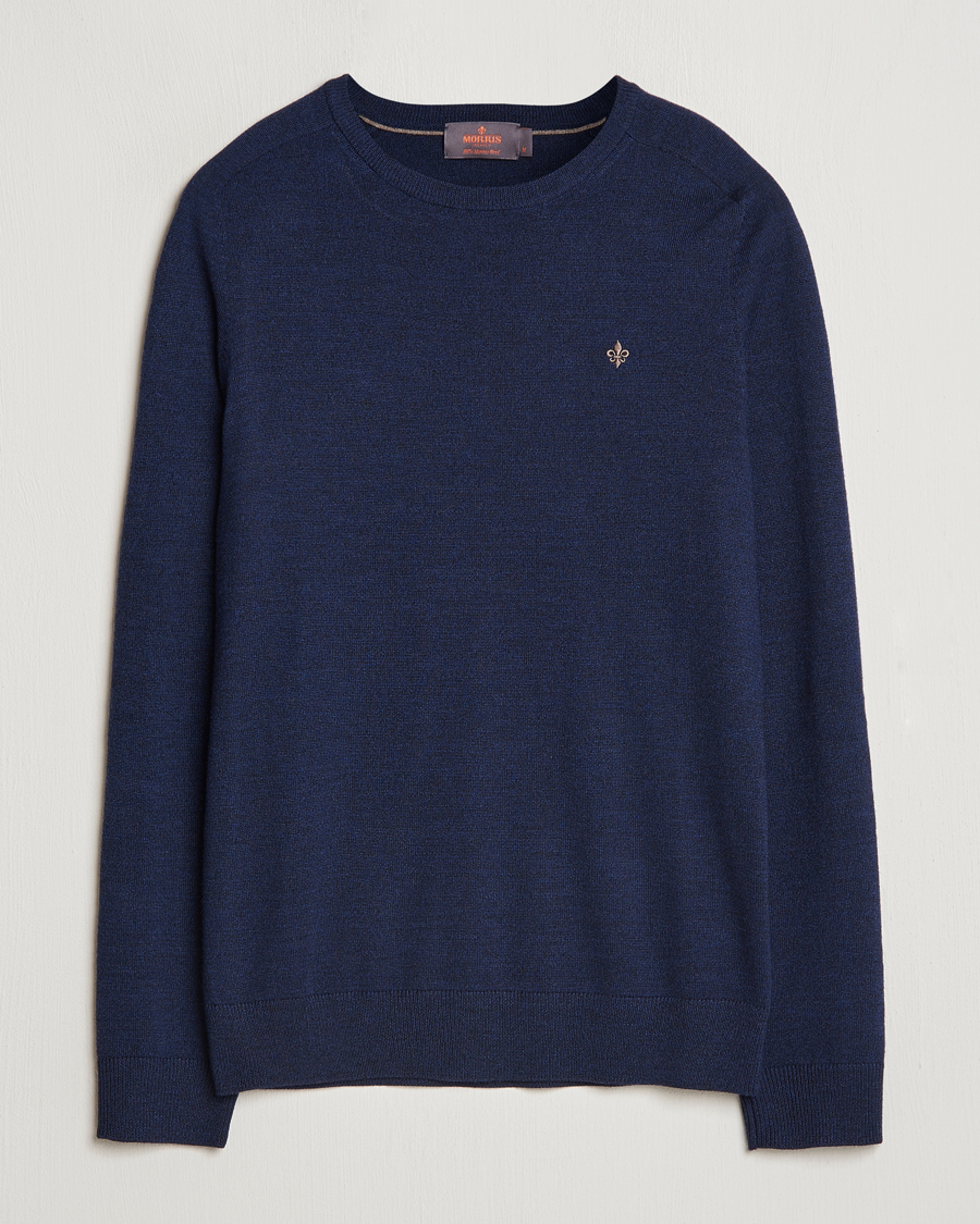 Herre | Trøjer | Morris | Merino O-neck Blue