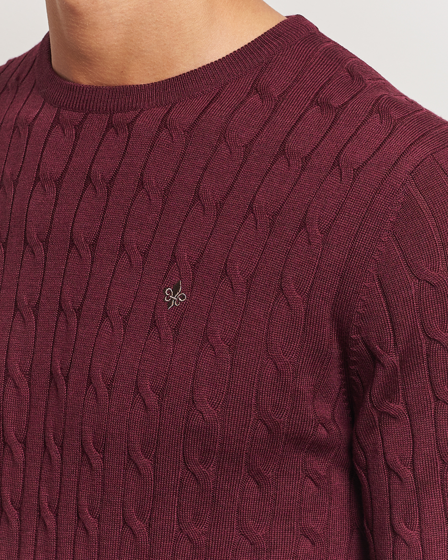 Herre | Trøjer | Morris | Merino Cable O-Neck Wine Red