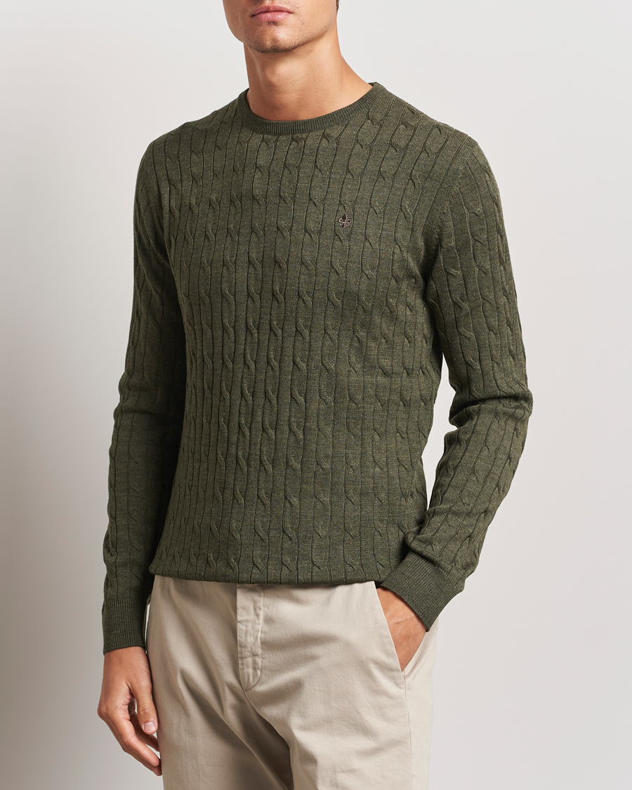 Herre | Trøjer | Morris | Merino Cable O-Neck Olive