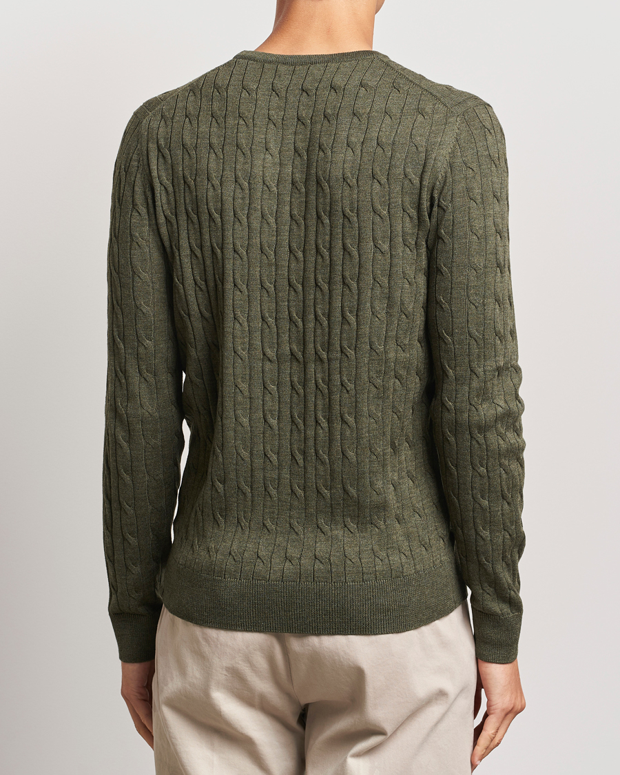 Herre | Trøjer | Morris | Merino Cable O-Neck Olive