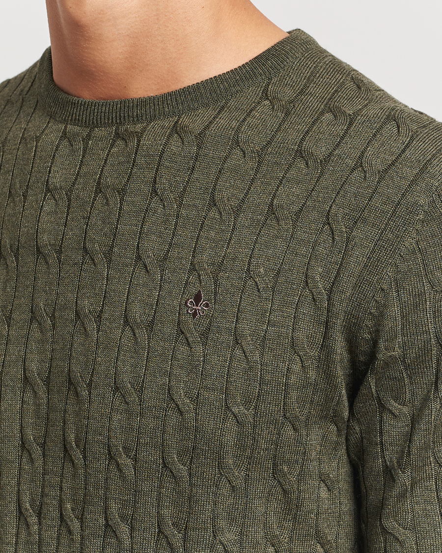Herre | Trøjer | Morris | Merino Cable O-Neck Olive