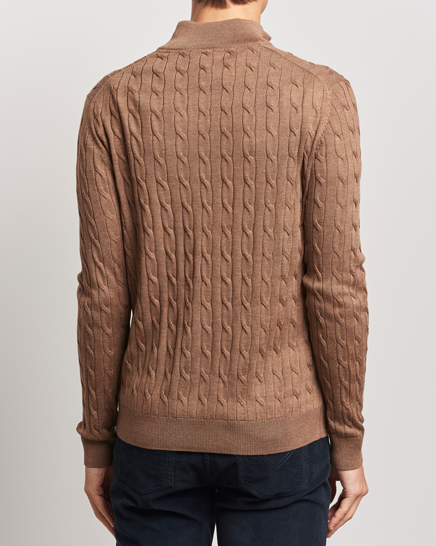 Herre | Trøjer | Morris | Merino Cable Half Zip Camel