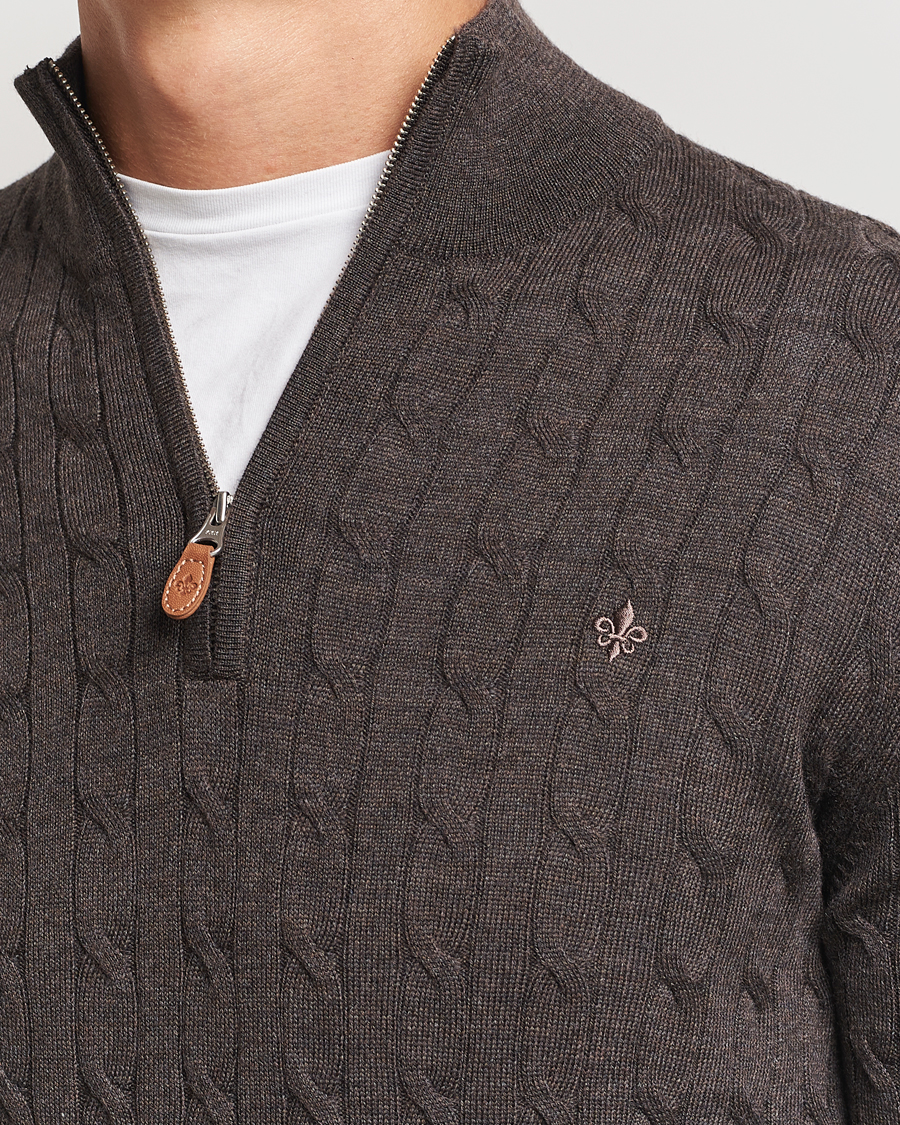 Herre | Trøjer | Morris | Merino Cable Half Zip Brown