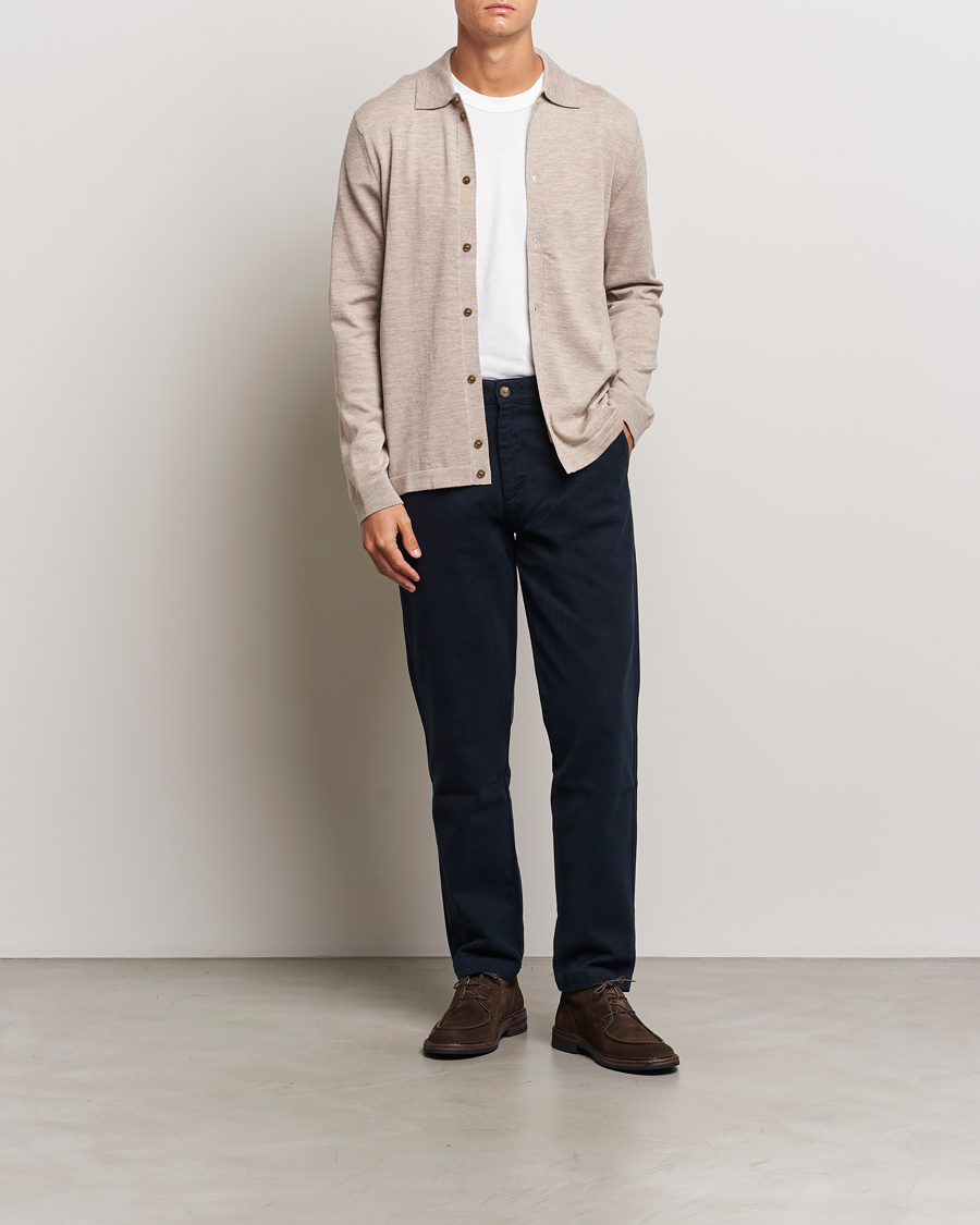 Herre | Trøjer | Morris | Merino Knitted Shirt Khaki