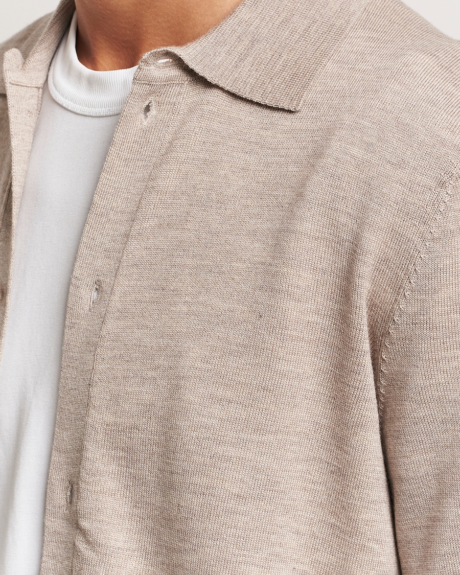 Herre | Trøjer | Morris | Merino Knitted Shirt Khaki