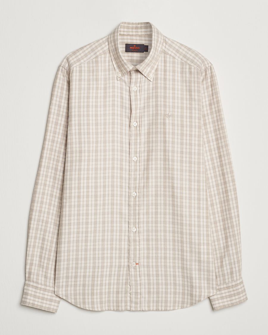 Herre | Skjorter | Morris | Soft Check Flannel Shirt Khaki