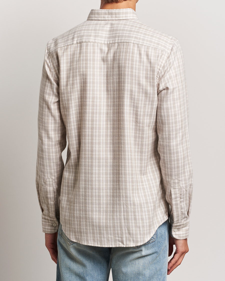 Herre | Skjorter | Morris | Soft Check Flannel Shirt Khaki