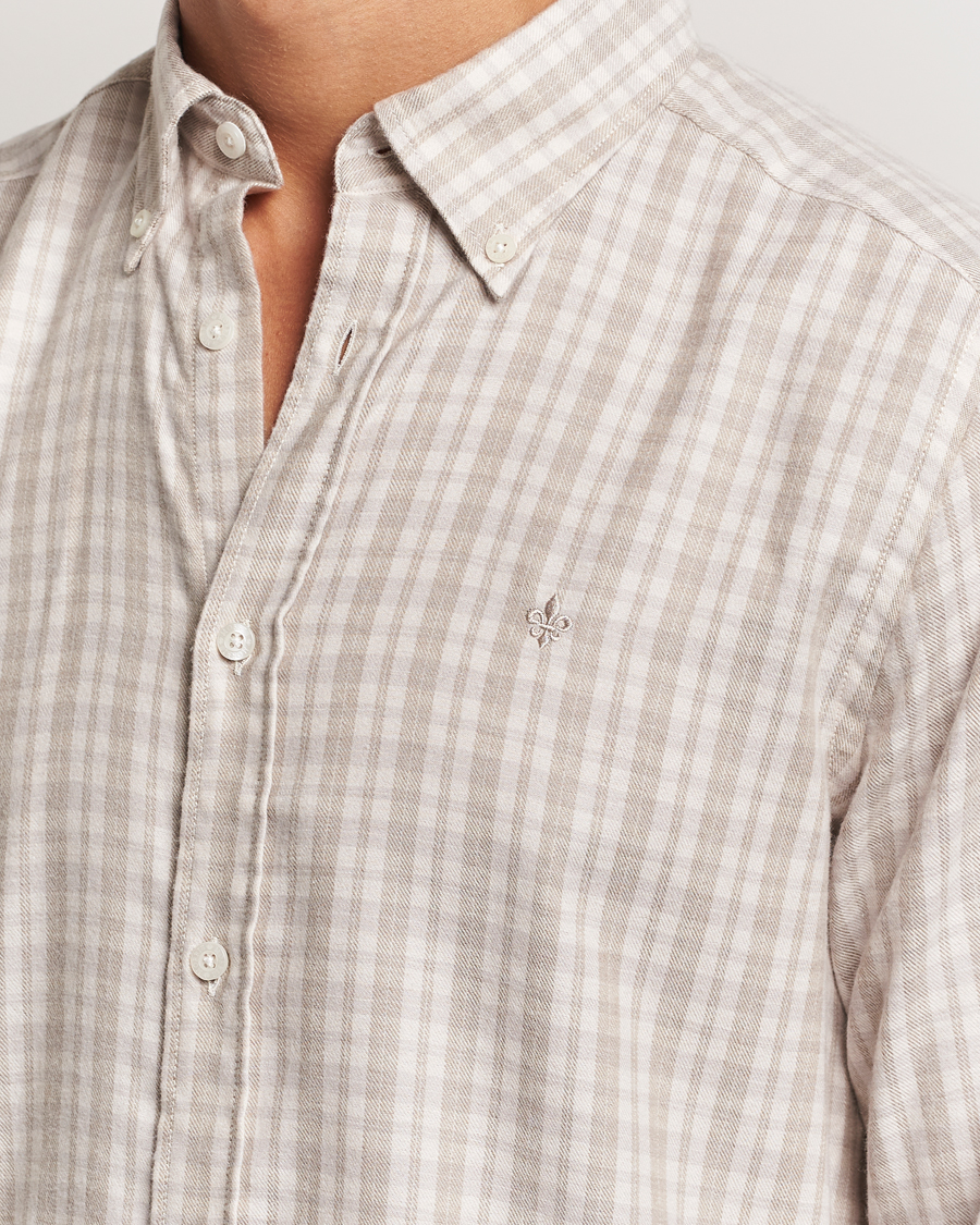 Herre | Skjorter | Morris | Soft Check Flannel Shirt Khaki