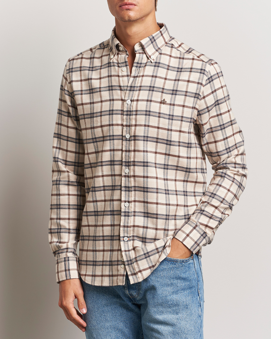 Herre | Skjorter | Morris | Soft Check Flannel Shirt Camel