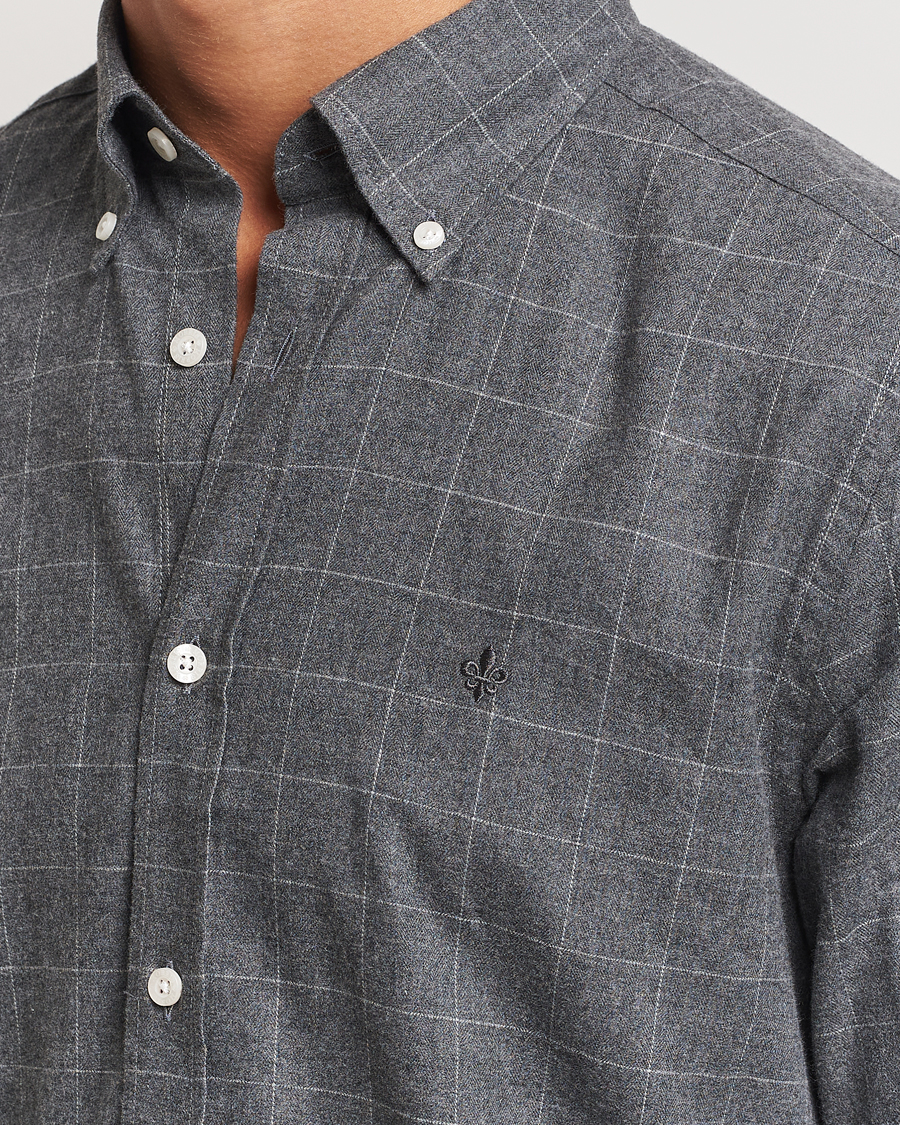 Herre | Skjorter | Morris | Flannel Overcheck Shirt Grey