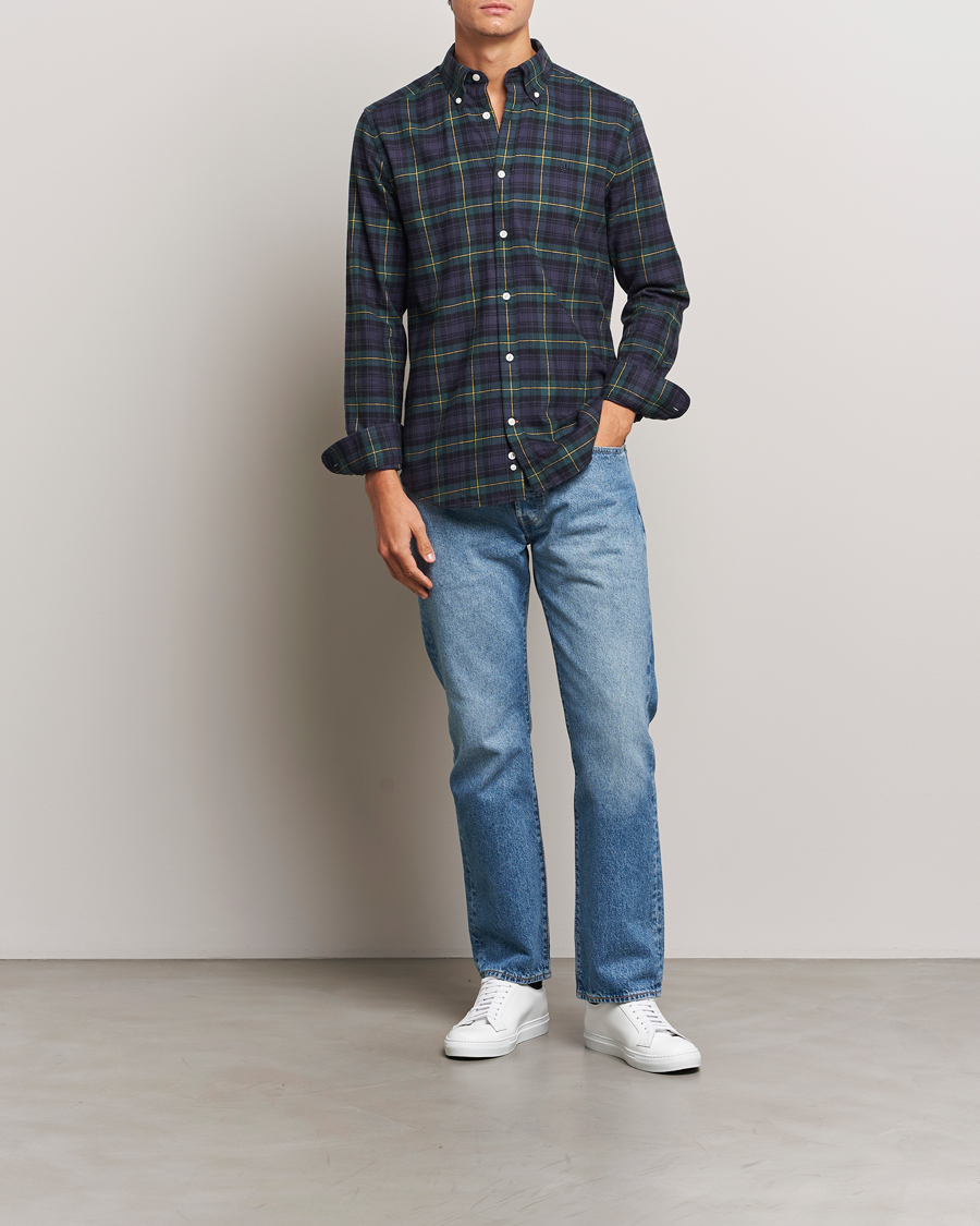 Herre | Skjorter | Morris | Flannel Tartan Shirt Navy
