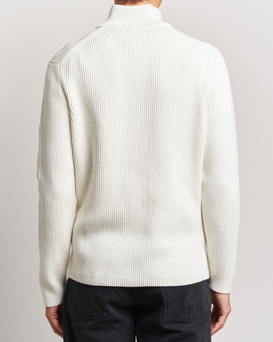 Herre | Trøjer | C.P. Company | Full Rib Knitted Cotton Half Zip Off White