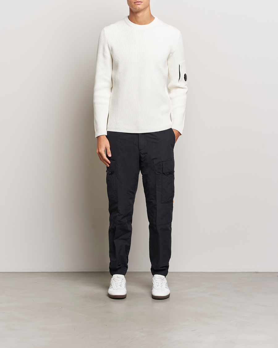 Herre | Trøjer | C.P. Company | Full Rib Knitted Cotton Crew Neck Off White