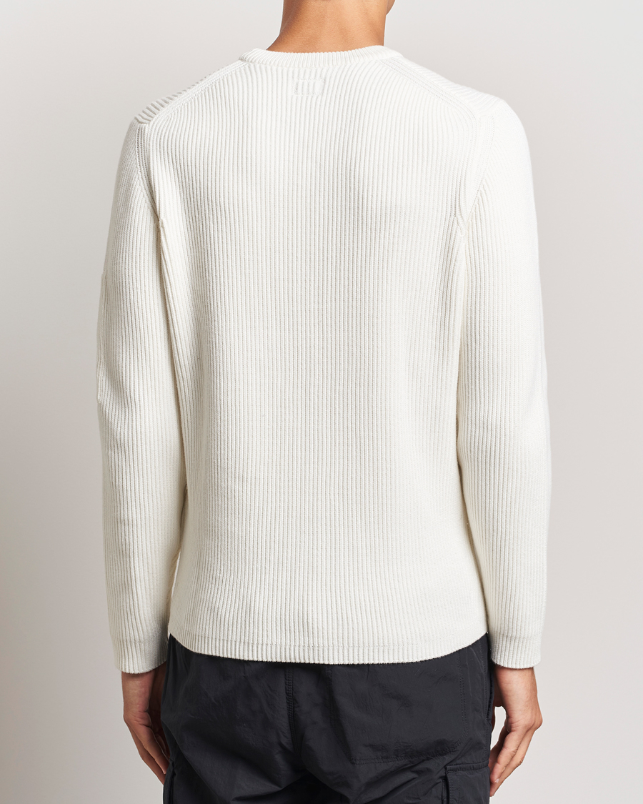 Herre | Trøjer | C.P. Company | Full Rib Knitted Cotton Crew Neck Off White