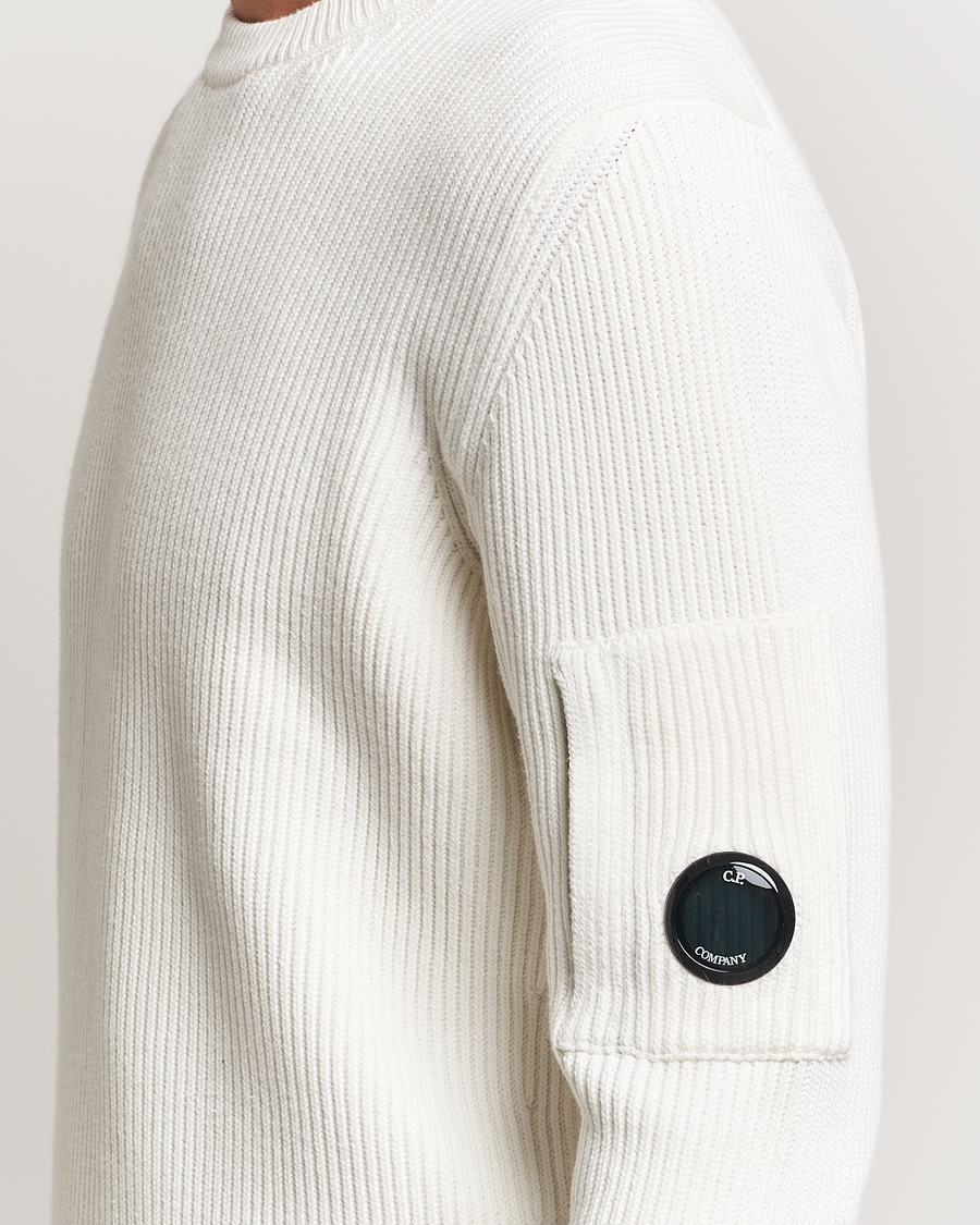 Herre | Trøjer | C.P. Company | Full Rib Knitted Cotton Crew Neck Off White