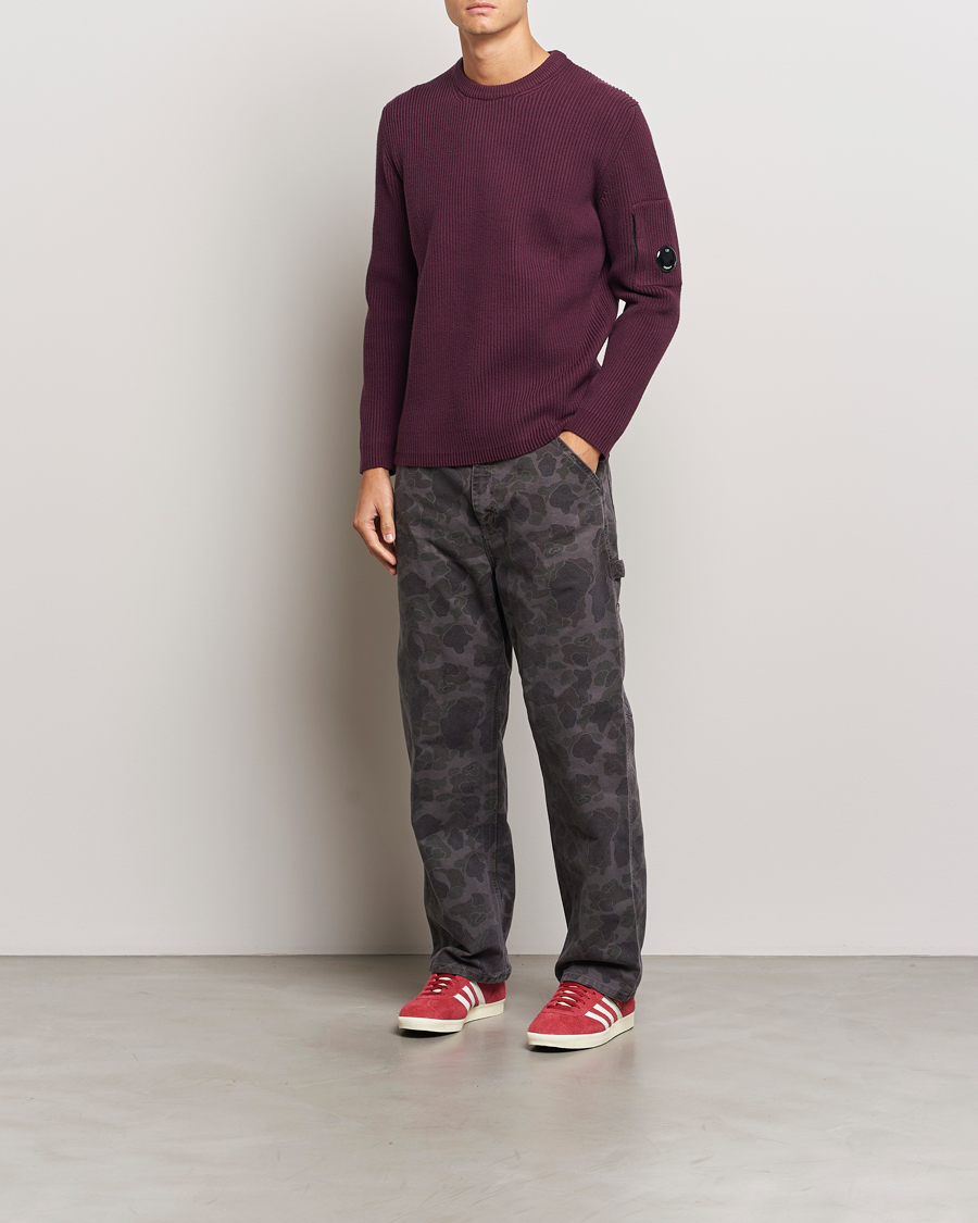 Herre | Trøjer | C.P. Company | Full Rib Knitted Cotton Crew Neck Burgundy