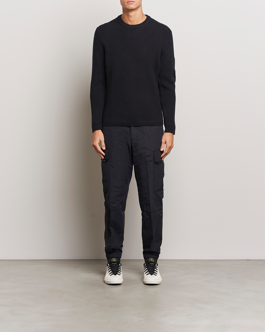 Herre | Trøjer | C.P. Company | Full Rib Knitted Cotton Crew Neck Black