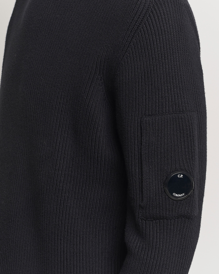Herre | Trøjer | C.P. Company | Full Rib Knitted Cotton Crew Neck Black