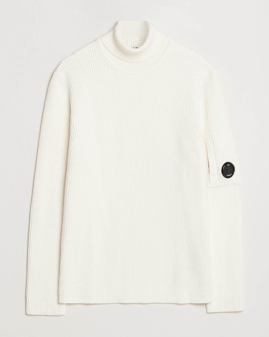 Herre | Trøjer | C.P. Company | Full Rib Knitted Cotton Rollneck Off White