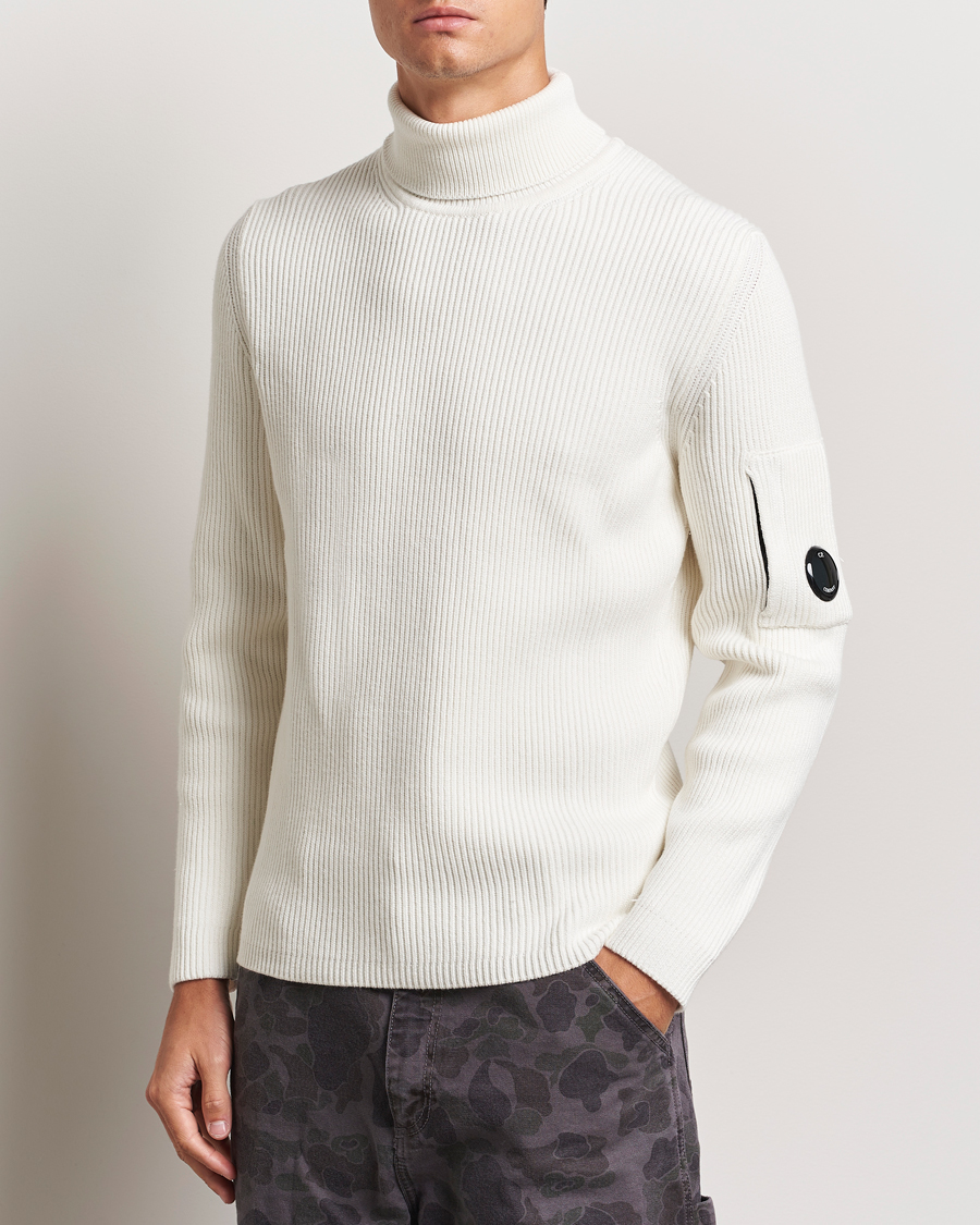 Herre | Trøjer | C.P. Company | Full Rib Knitted Cotton Rollneck Off White