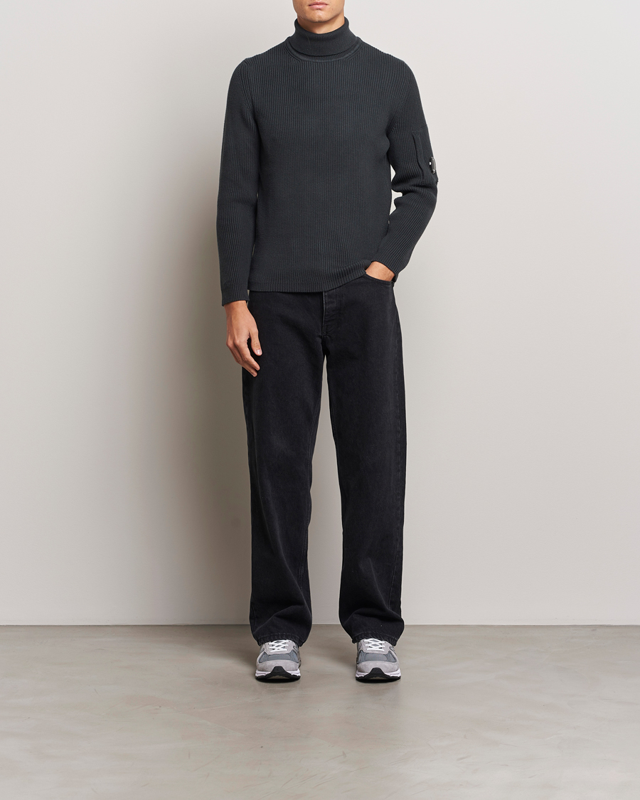 Herre | Trøjer | C.P. Company | Full Rib Knitted Cotton Rollneck Grey Black