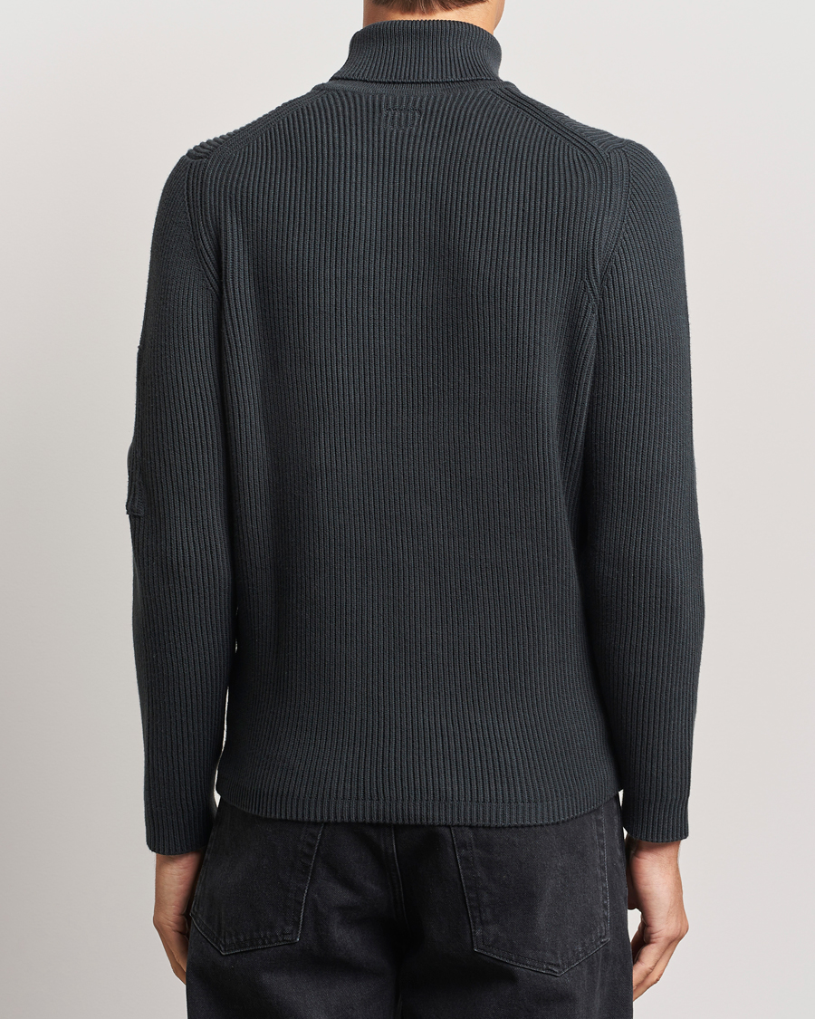 Herre | Trøjer | C.P. Company | Full Rib Knitted Cotton Rollneck Grey Black