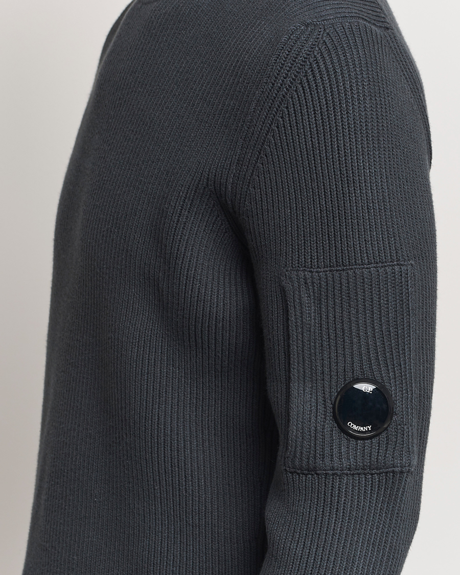 Herre | Trøjer | C.P. Company | Full Rib Knitted Cotton Rollneck Grey Black