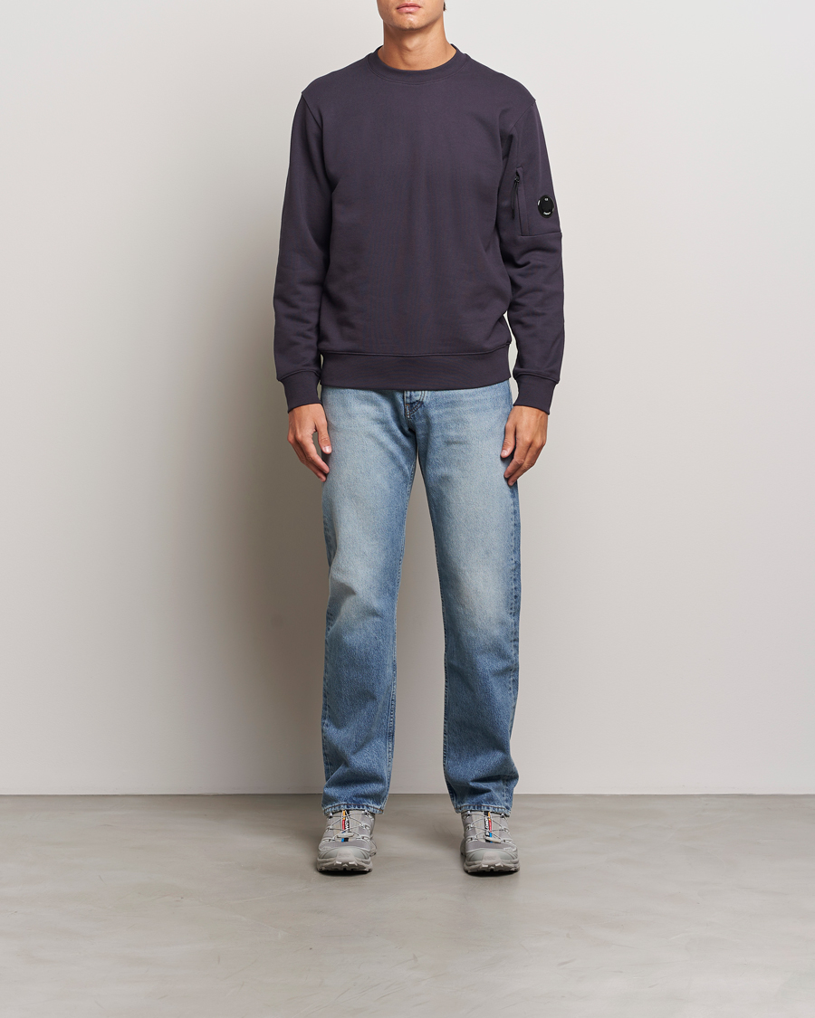 Herre | Trøjer | C.P. Company | Diagonal Raised Fleece Lens Sweatshirt Washed Navy