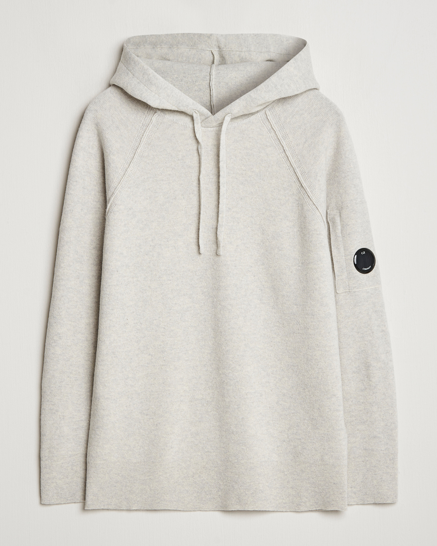 Herre | Trøjer | C.P. Company | Lambswool Knitted Lens Hood Grey Melange