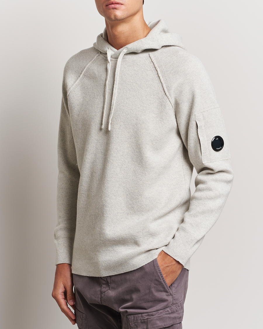 Herre | Trøjer | C.P. Company | Lambswool Knitted Lens Hood Grey Melange